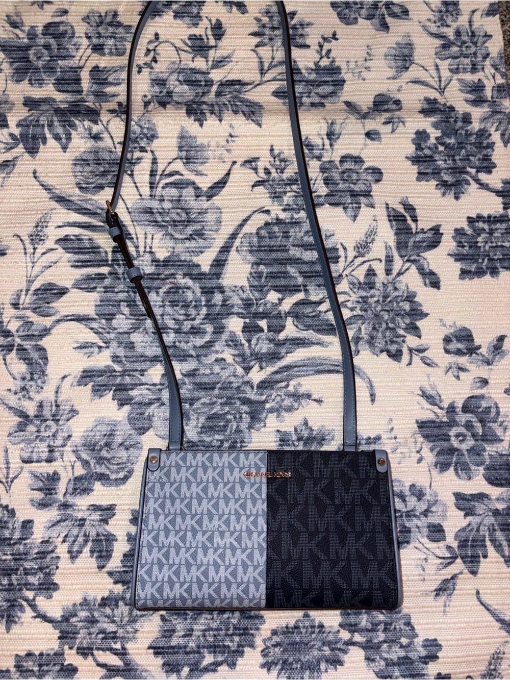 Michael Kors Two-Tone Blue MK Logo Crossbody NWT